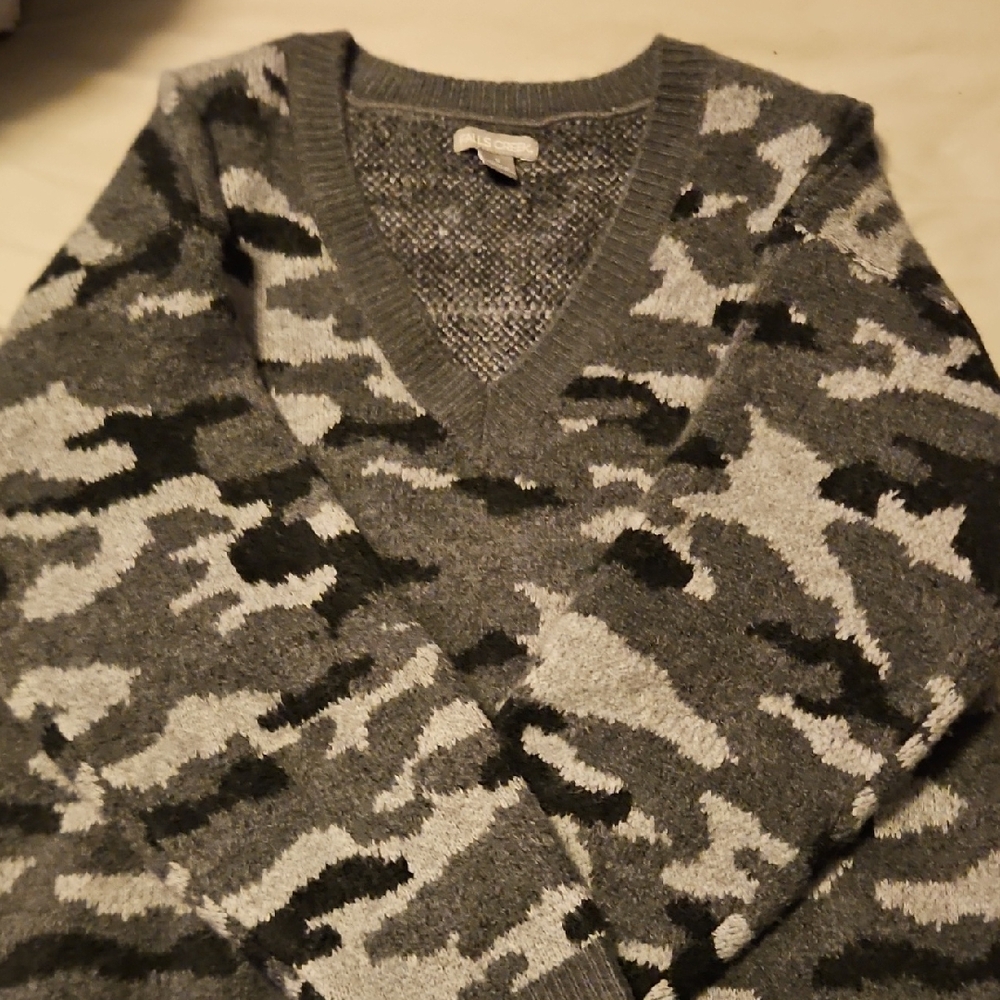 Falls Creek Gray and Black V-Neck Sweater
